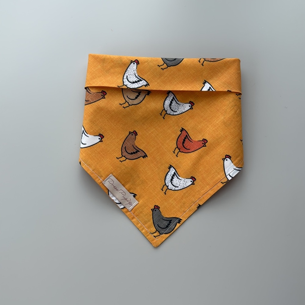 Dog bandana with fun chicken print